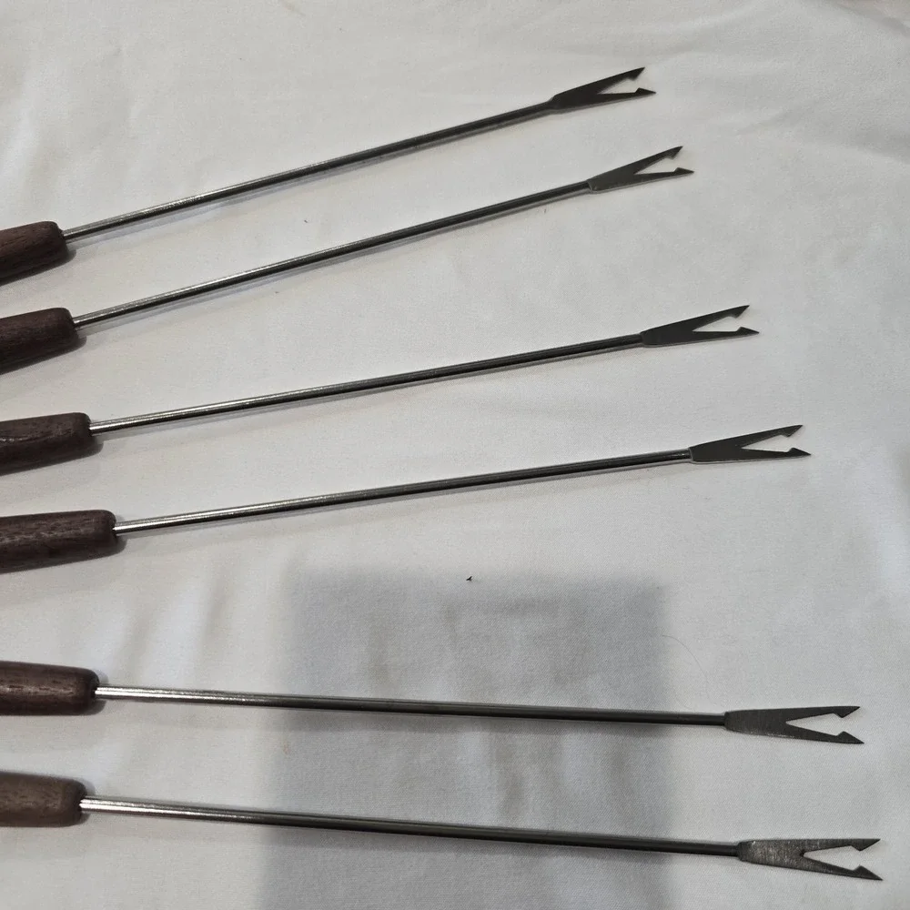 Set of 6 Fondue Forks Stainless Steel With Plastic‎ Handles, 9 1/2